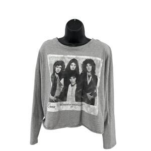 Queen Cropped Top WMNS Large Rhapsody 1975 Photo Logo Band Movie Promotion Tee